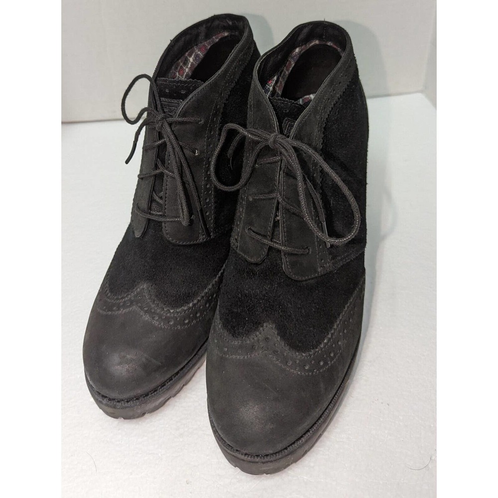SPERRY TOP SIDER Emory suede leather chunky wingtip heeled booties size 8.5